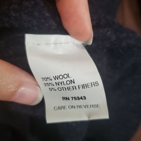 DANIELE BLASI Womens Sweater SZ L Mock Neck Wool Knit Ribbed Navy Long Sleeves - Picture 6 of 10